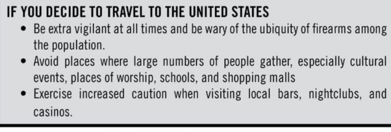 amnesty travel advisory usa