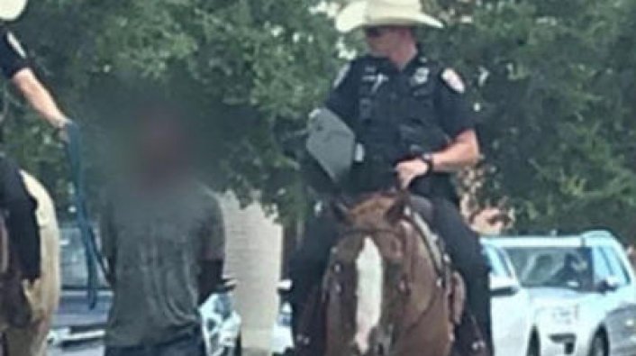 Police Chief in Texas addresses officers leading black man behind horse with rope