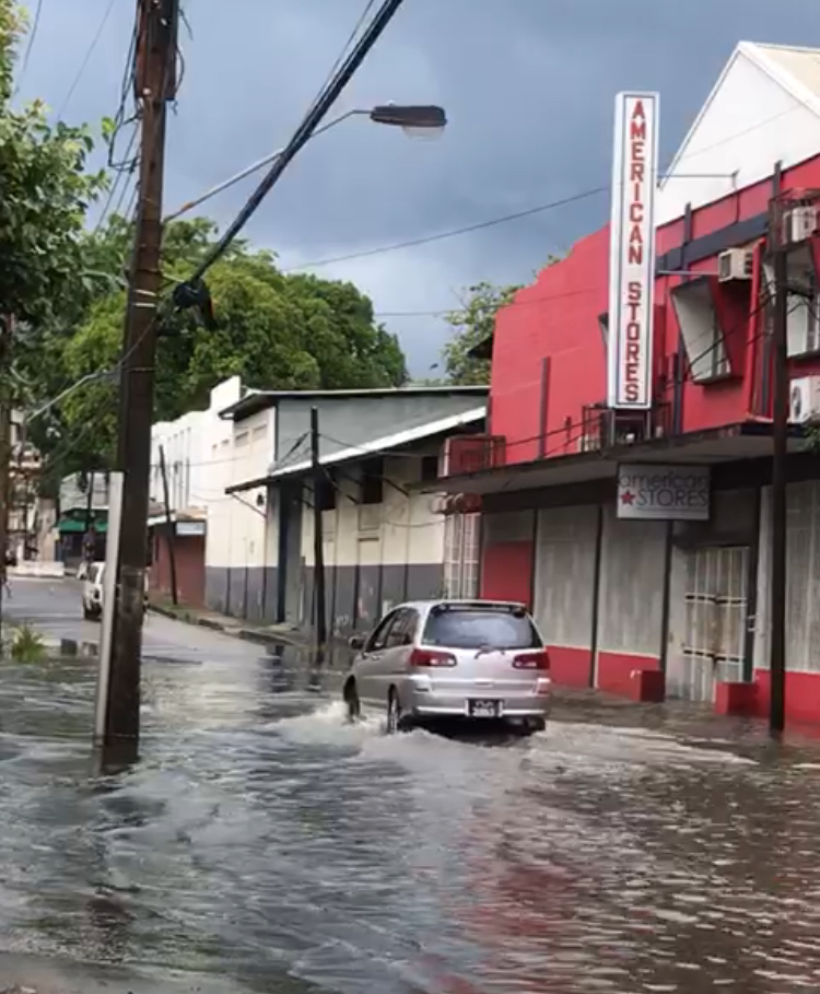 Port-of-Spain floods after a few minutes of rain