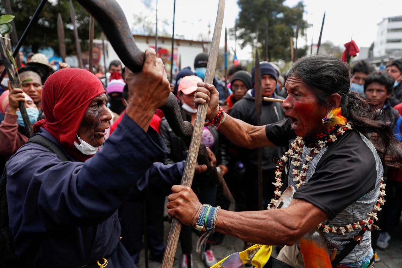 Amazon Indigenous Warriors Join Protests in Ecuador’s Capital