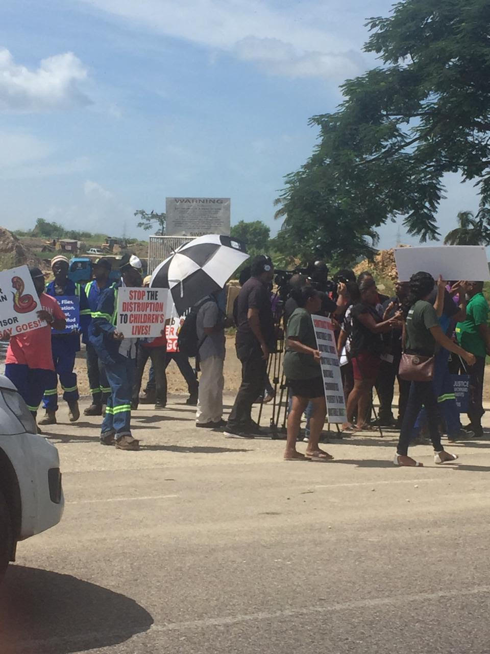 SWMCOL workers protest outside Beetham landfill
