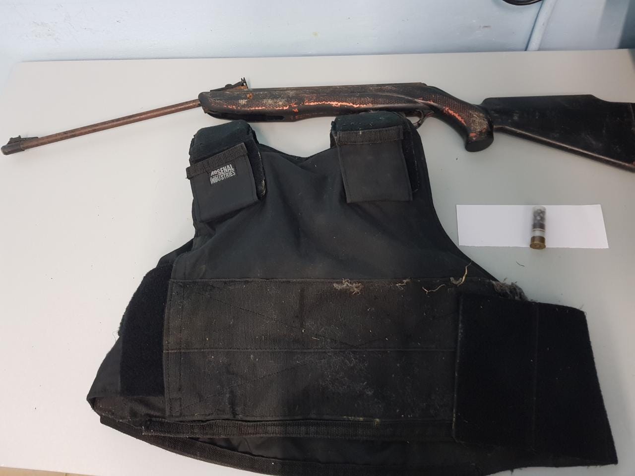 Two arrested – Air Rifle, bullet proof vest and 12-gauge ammunition seized