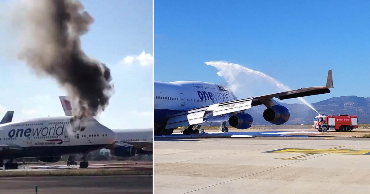 British Airways Boeing 747 Catches Fire at Castellon Airport