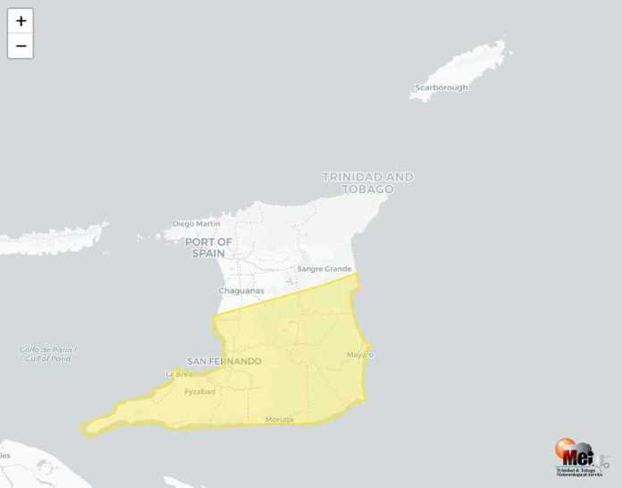 Yellow Level flood alert in place for South Trinidad