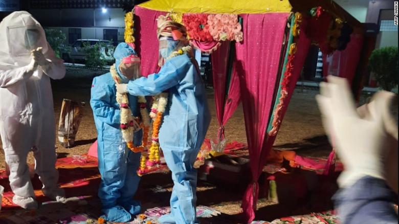 WATCH: Indian Couple Got Married in PPE at Covid Centre