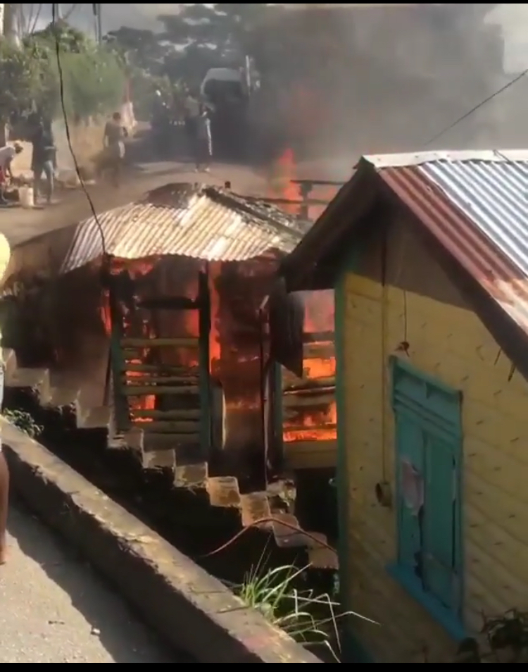 House on fire in Laventille
