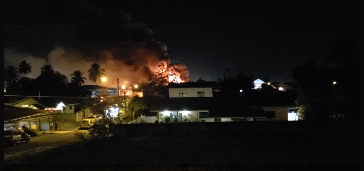 Chemical stores wharehouse on fire in Cunupia