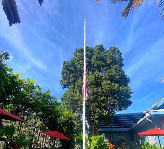 US flag at half mast at Embassy in TT, in honour of Capitol Hill police victims