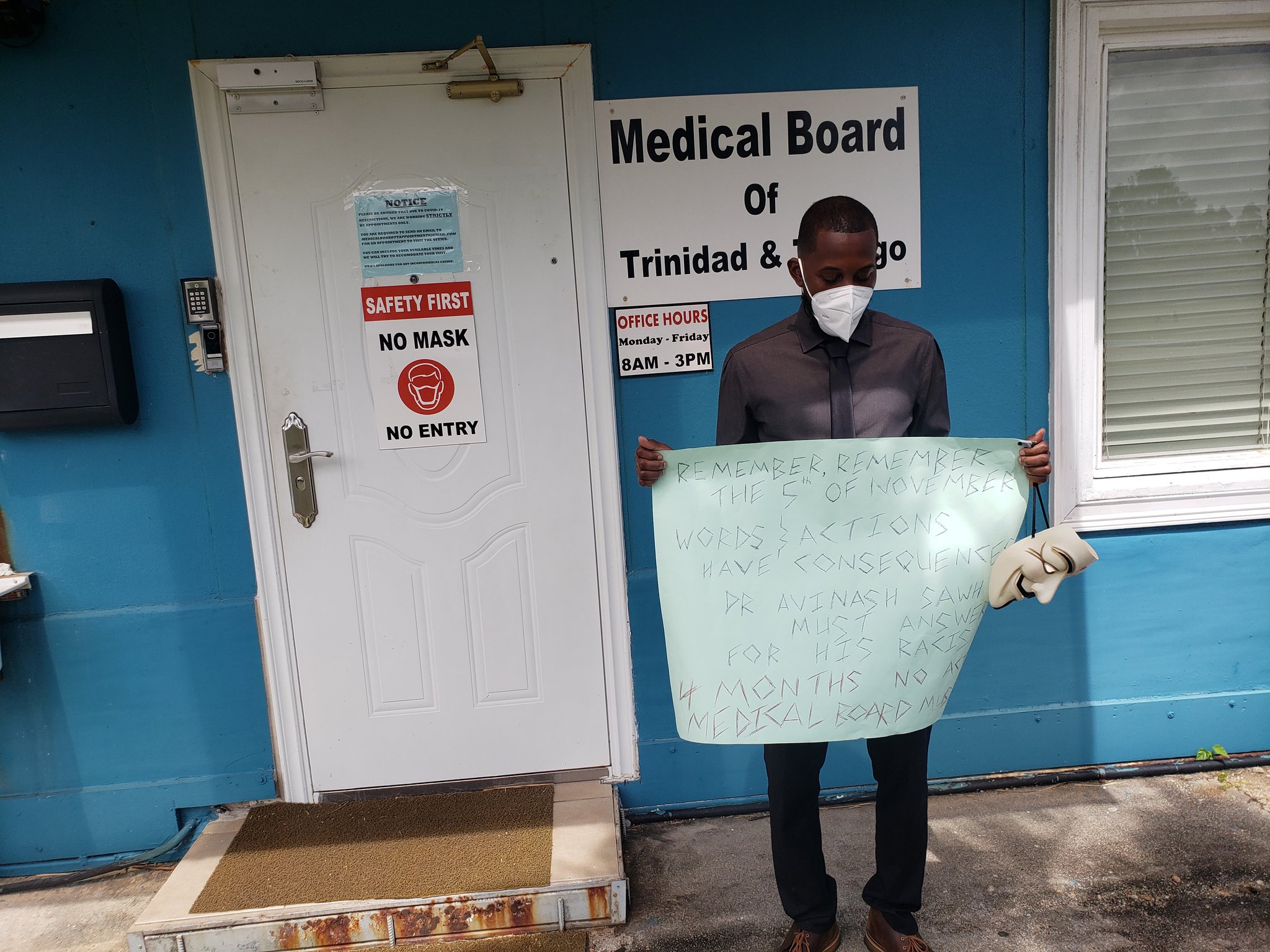 Doctor stages one man protest against Dr. Avinash Sawh