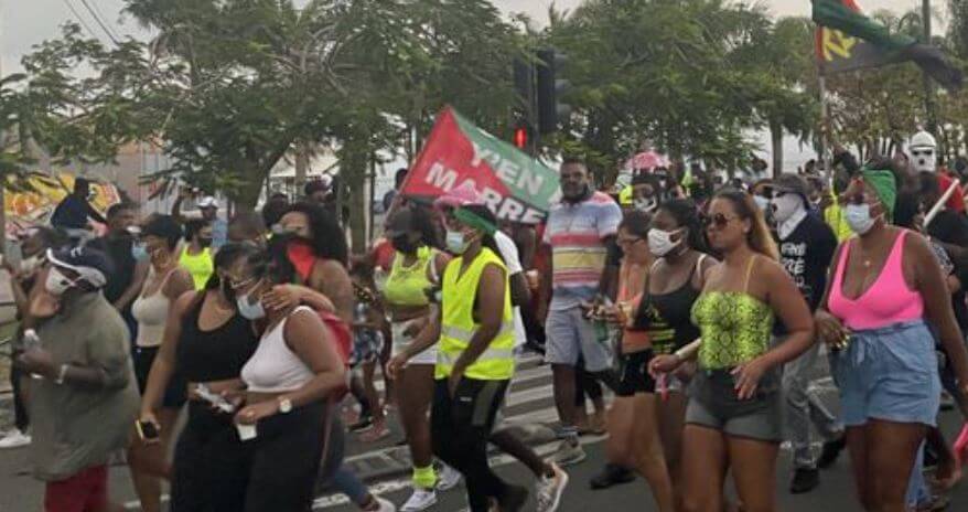 Citizens in Martinique stage protest in the street to demand for Carnival