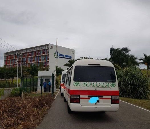 Health workers arrive at Facility to get Covid19 vaccines