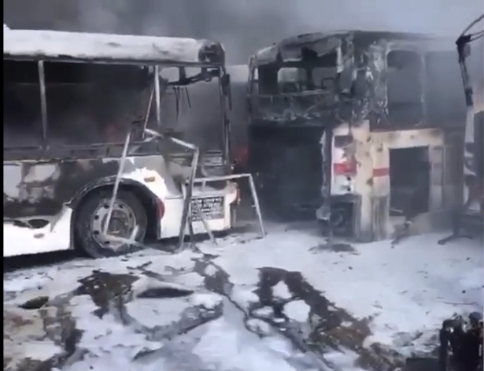 PTSC buses on fire in Carlsen Field
