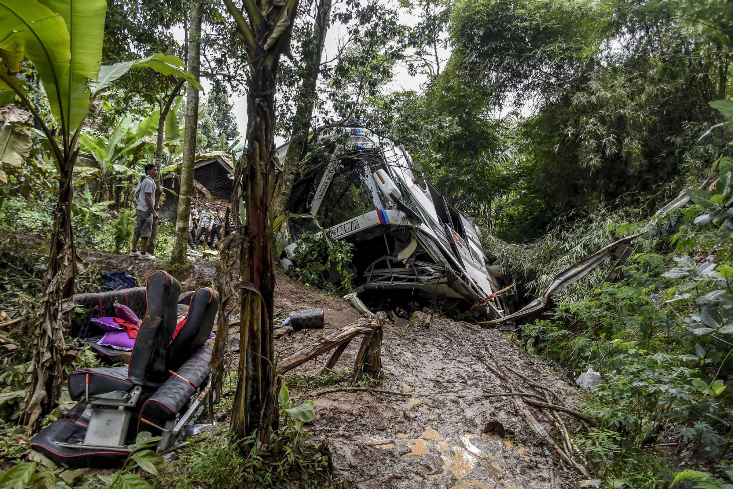 Bus Carrying School Children Plunges into Ravine in Indonesia