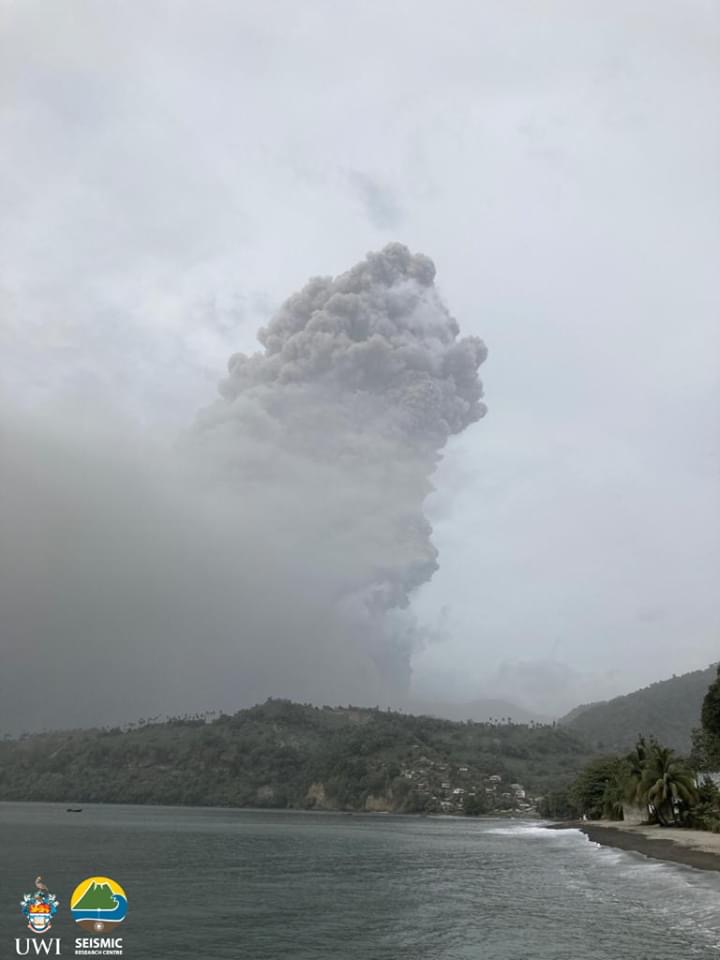 Another explosion from the La Soufriere volcano