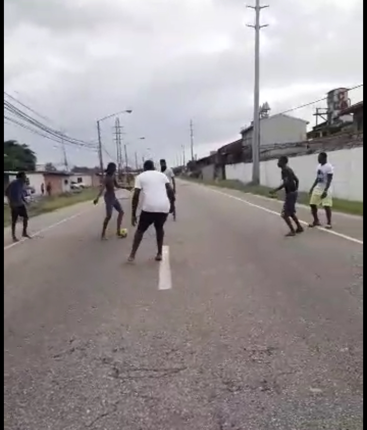 Small goal on the Beetham Highway during curfew hours