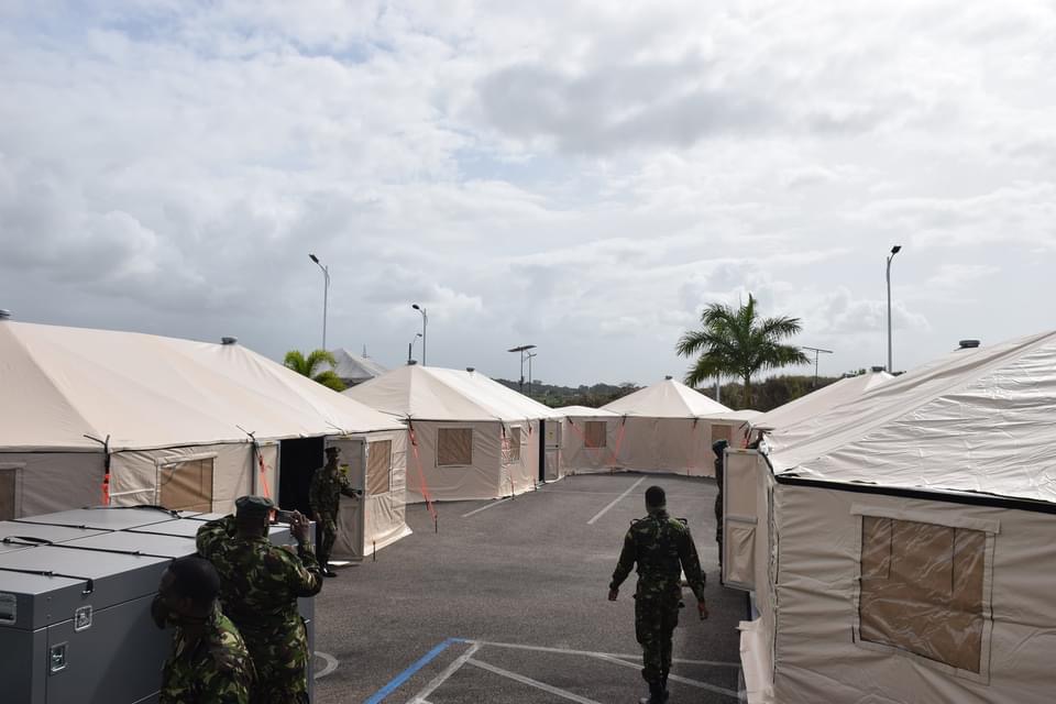Field Hospital tents, donated by the U.S were constructed in Couva