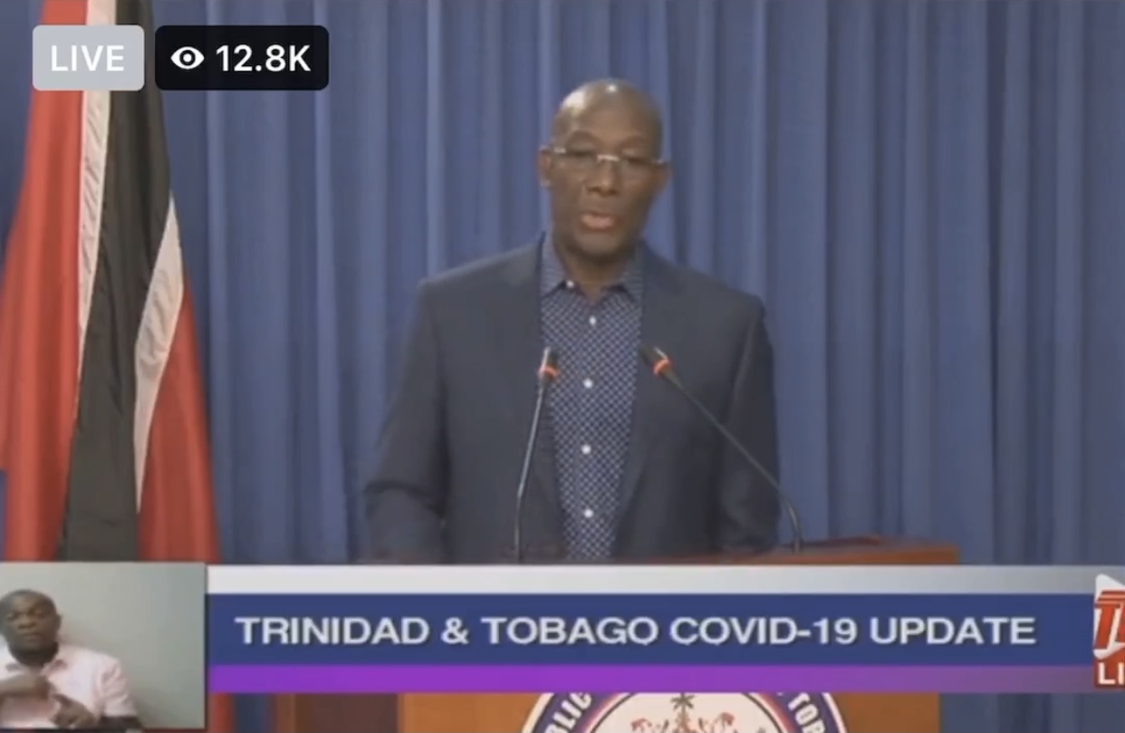 PM Rowley “T&T under State of Emergency from midnight” Sat 15th May.