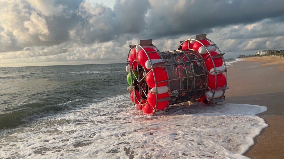 Man washes ashore in giant hamster-wheel in Florida