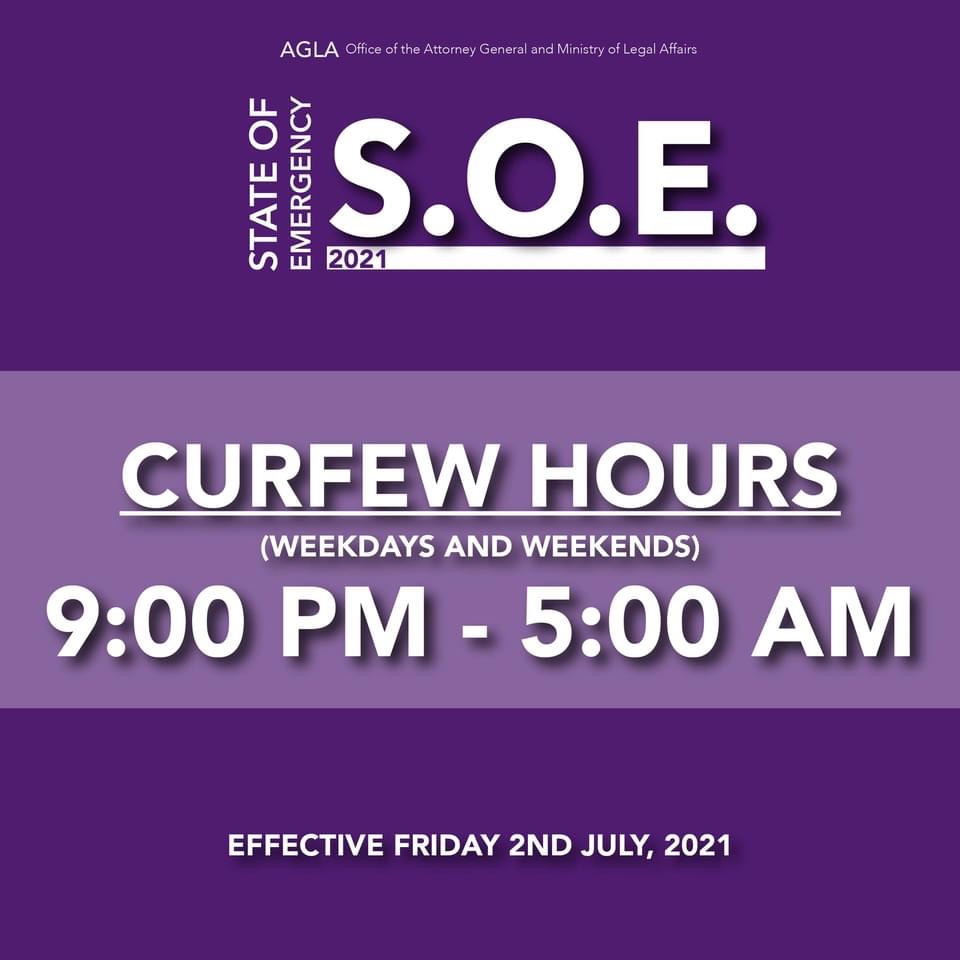 Daily curfew times are now 9pm – 5am