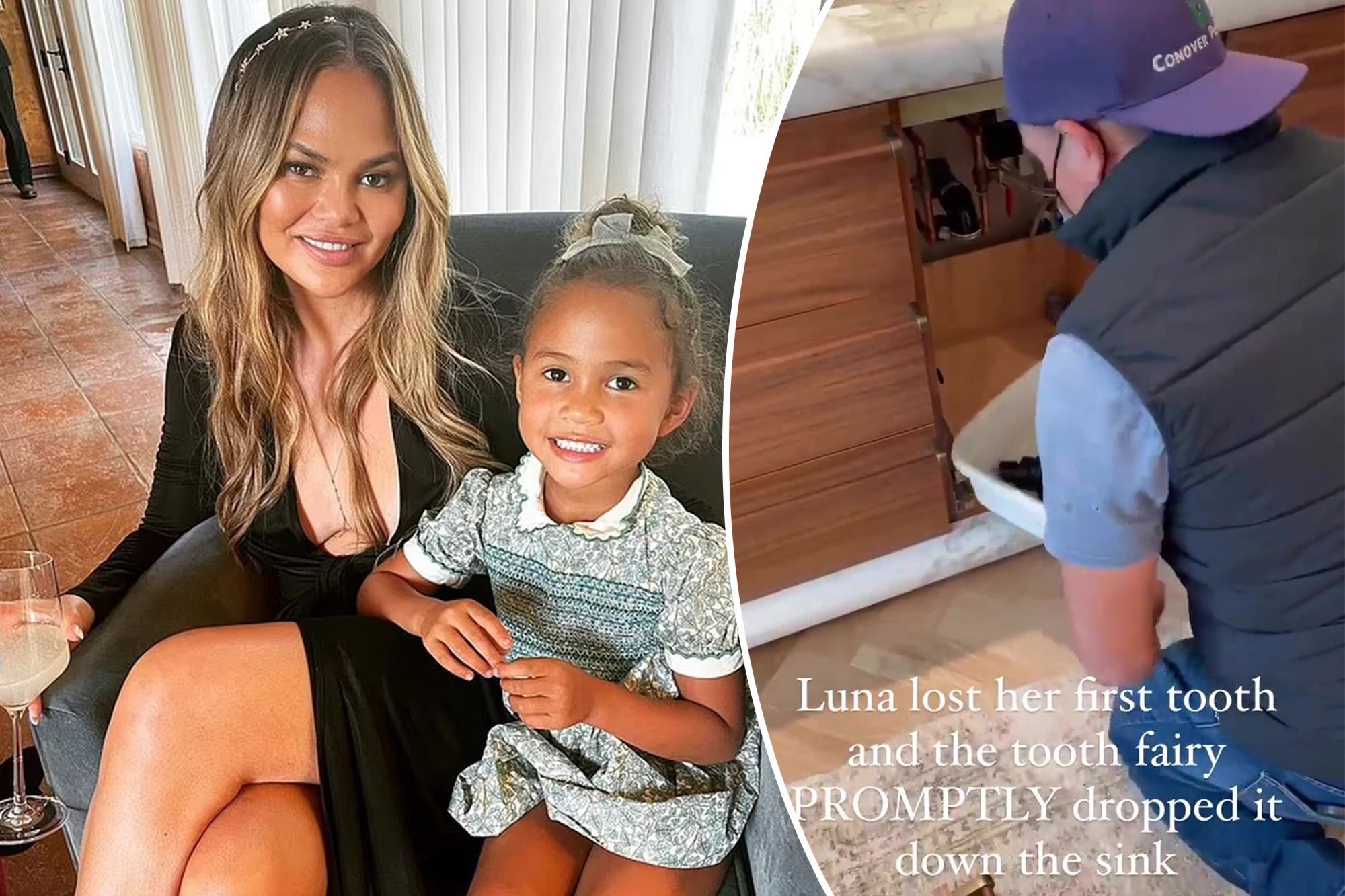 Chrissy Teigen calls plumber to retrive her child’s lost tooth