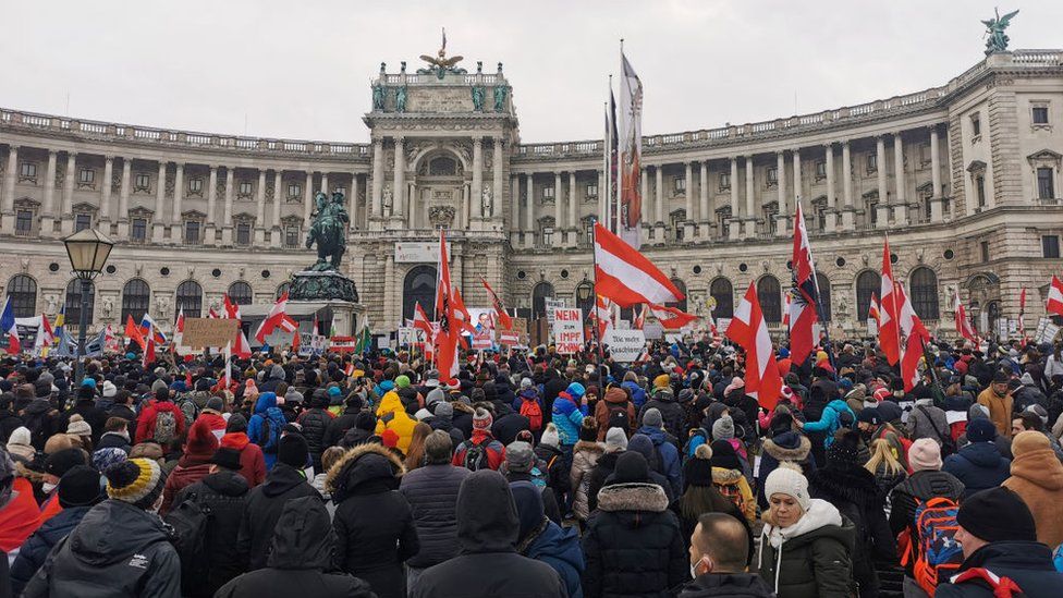 Austrians stage mass protest against Covid-19 measures