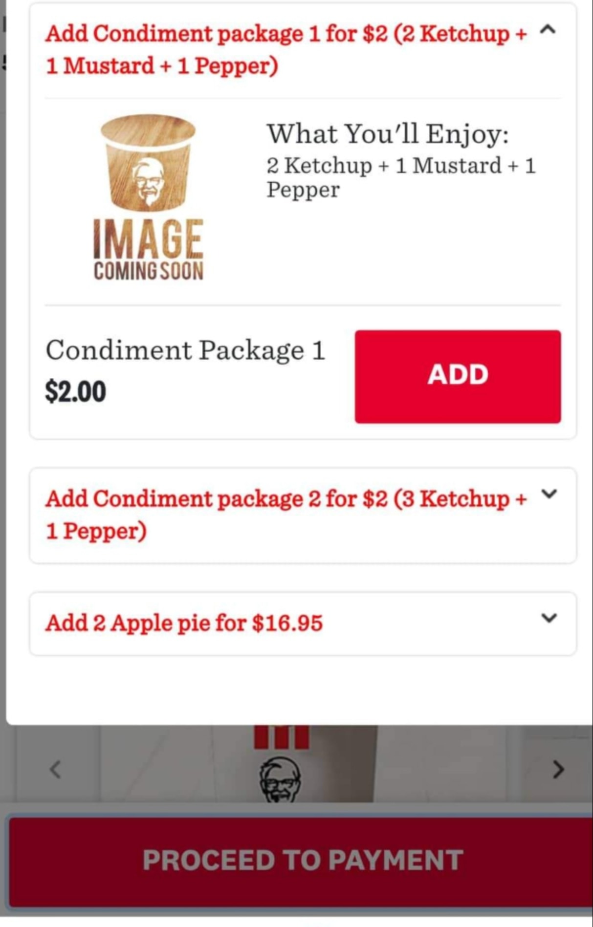 KFC now charging $2 extra for condiments