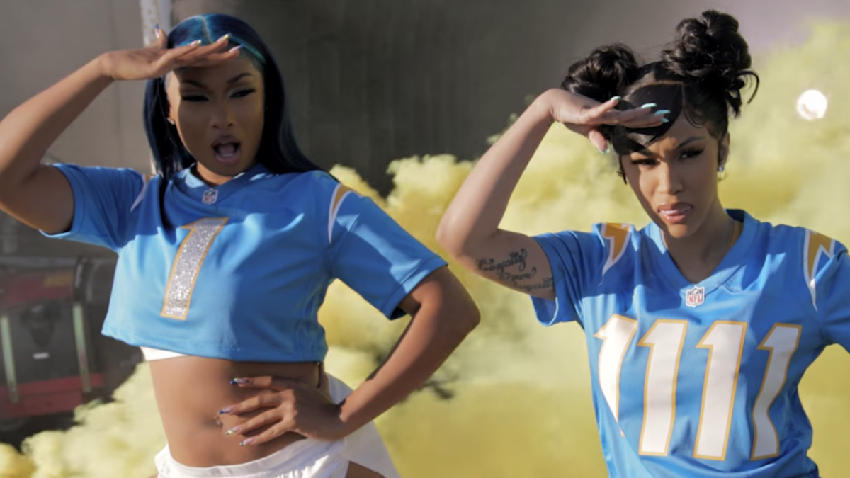 Cardi B and Megan Thee Stallion learn football drills for latest Cardi Tries