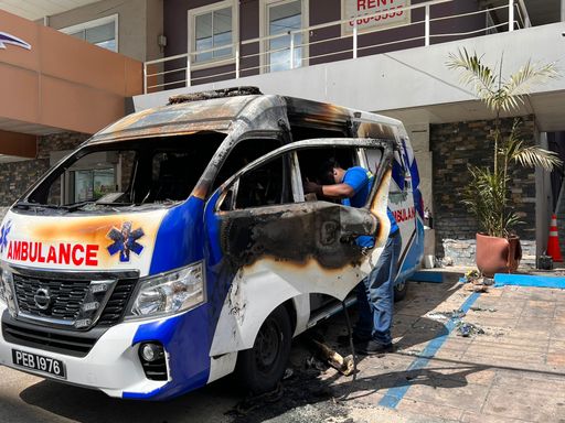 Three Aid Allies Medical ambulances were fire bombed on Tuesday