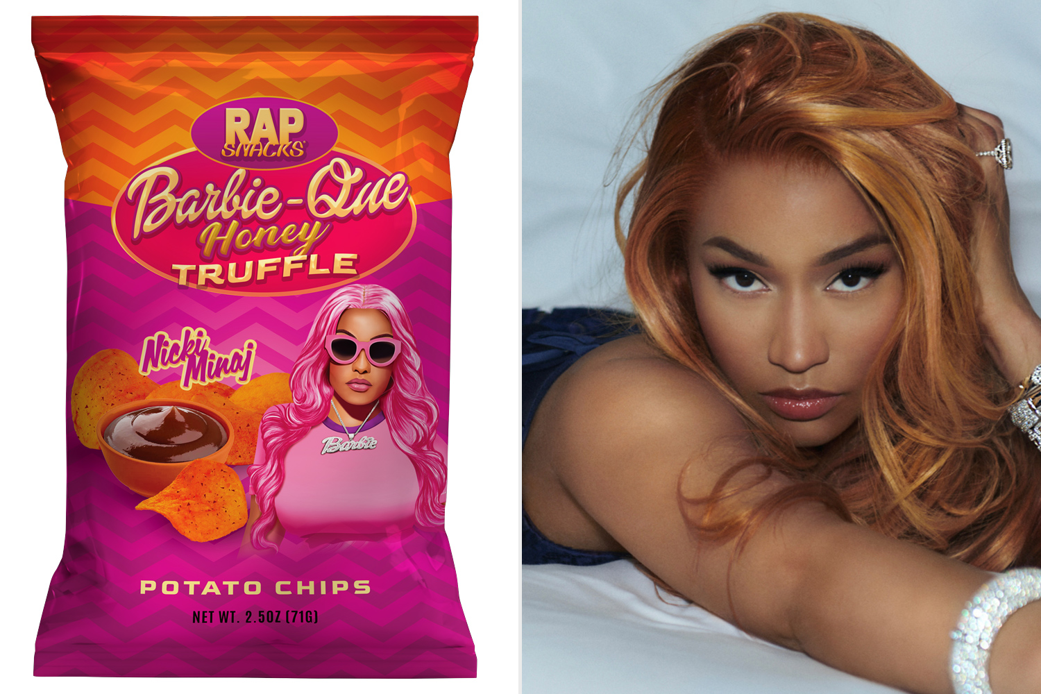 Nicki Minaj unveils new Barbie-Que Honey Trufflepotato chips