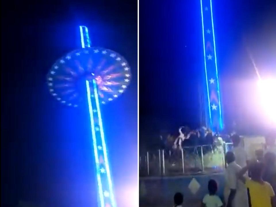 Amusement park ride in India crashed to the ground with dozens on board