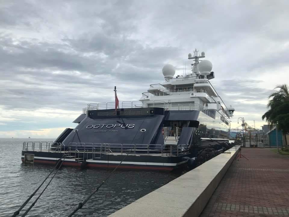 Billionaire yacht moored by Hyatt