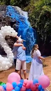 Brazil couple under investigation after dying a waterfall blue for their gender reveal party