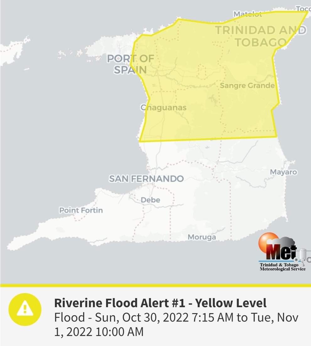 Riverine Flood alert – Yellow level now in effect
