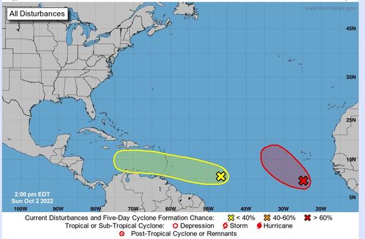 Active Tropical Wave east of the Windward Islands