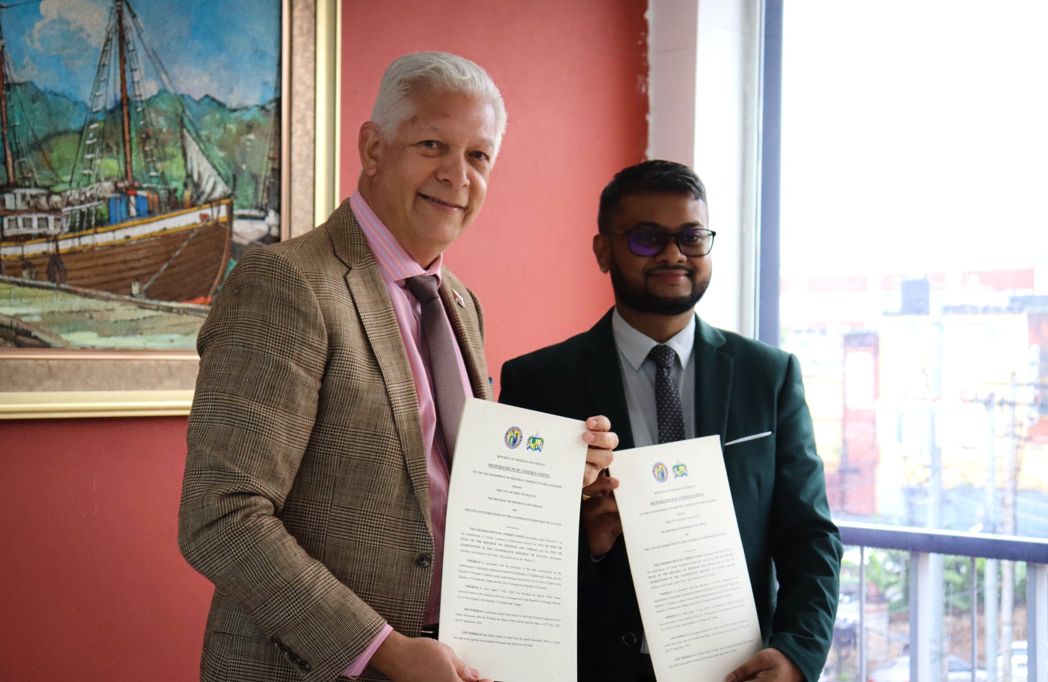 Mayors of POS and Georgetown, Guyana sign MOU making both capitals sister cities