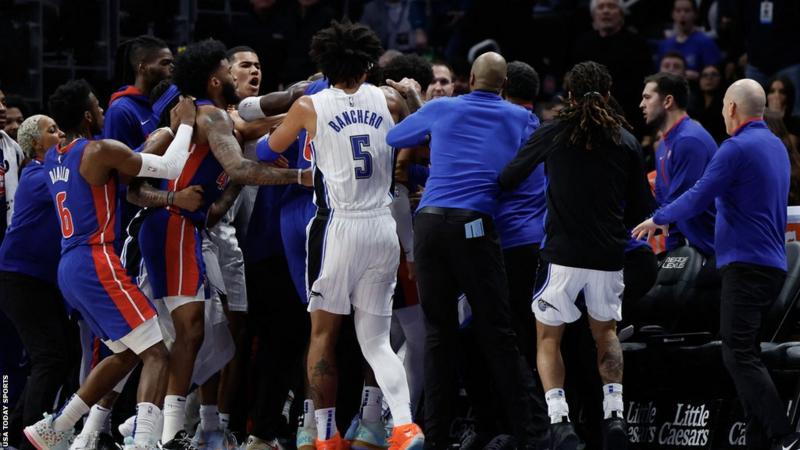 11 NBA players suspended after scuffle during Pistons-Magic game