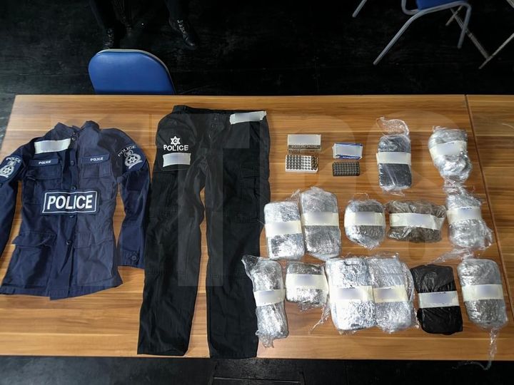‘POLICE’ marked clothing, weed, ammo seized in Morvant