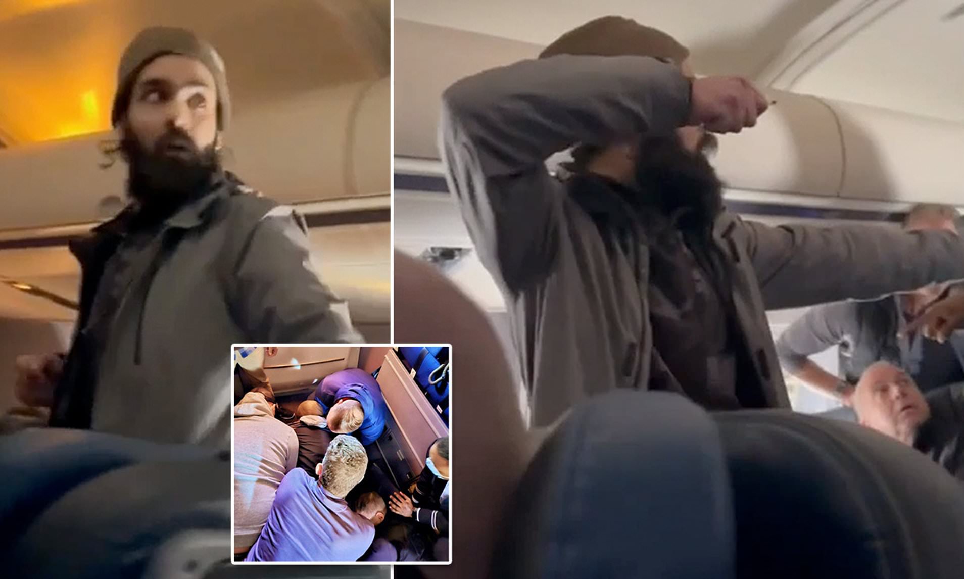 Terrifying footage released shows a man threatening to kill passengers on a United Airlines plane