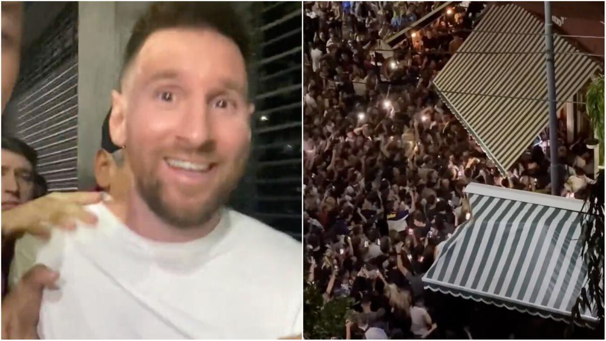 Lionel Messi mobbed by hundreds at a restaurant in Buenos Aires