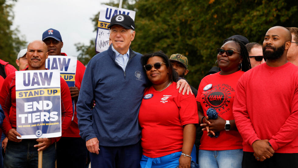 Joe Biden makes history by joining auto workers protest