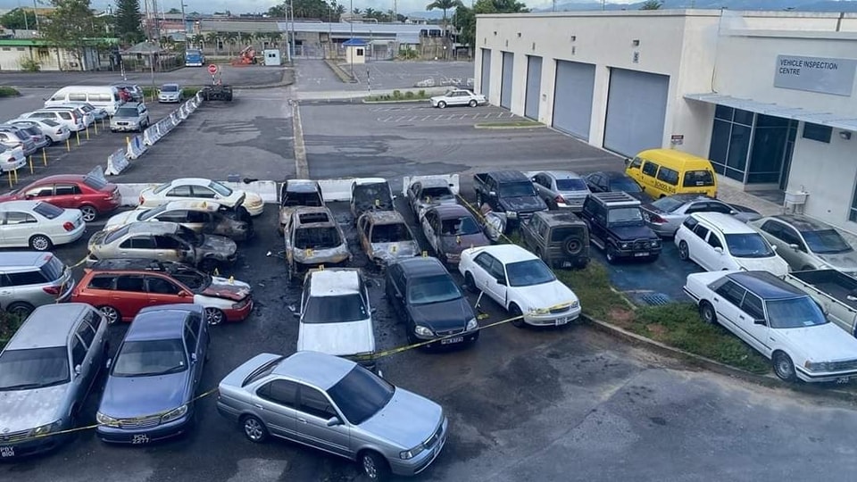 Over a dozen cars destroyed by fire at Licensing Office, Caroni