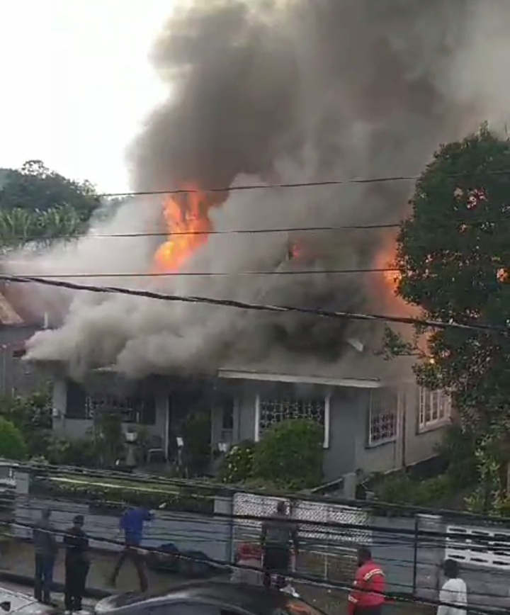House on fire in Woodbrook