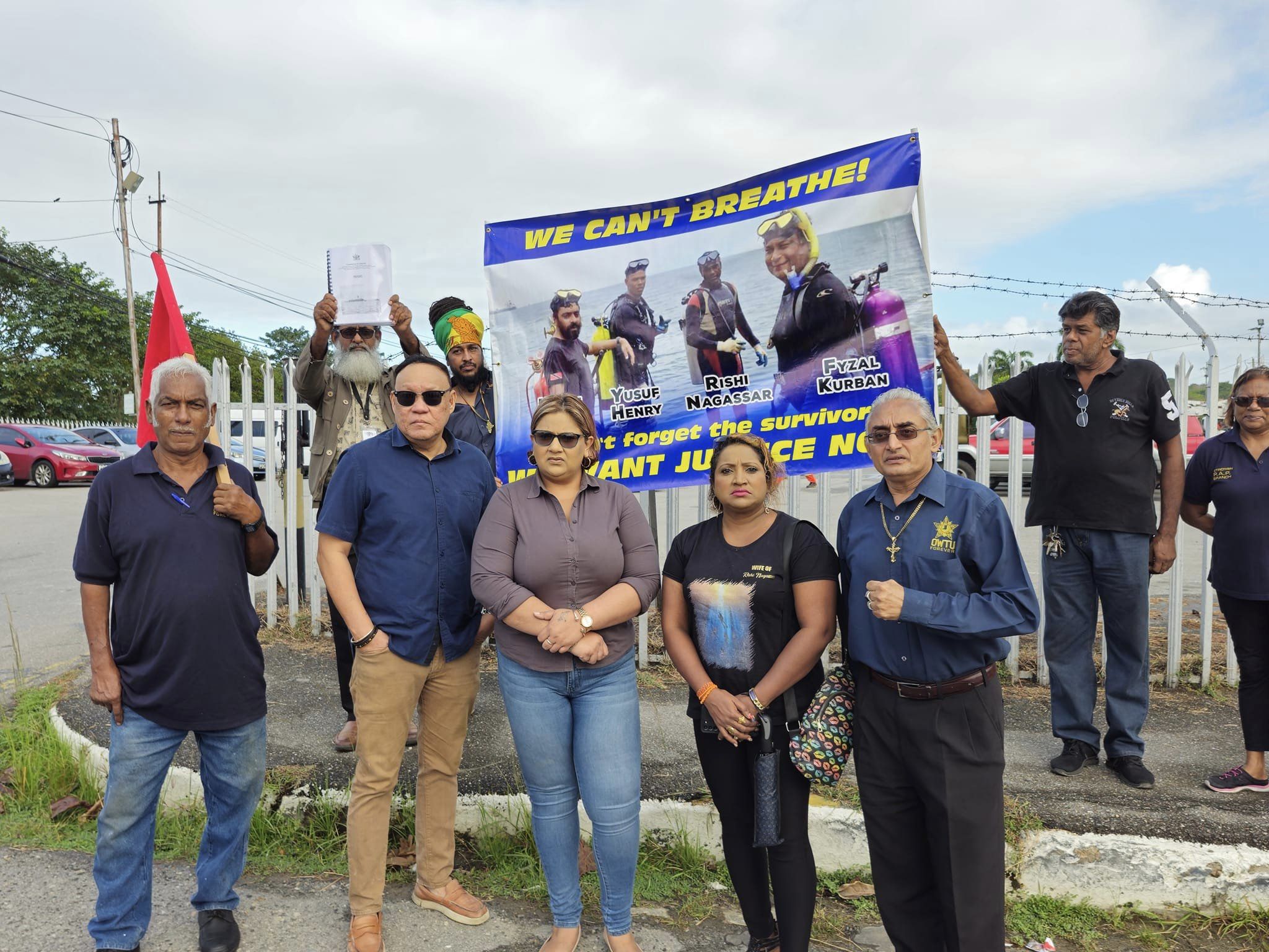Families of deceased LMCS divers stage action outside Paria Fuel demanding termination of board