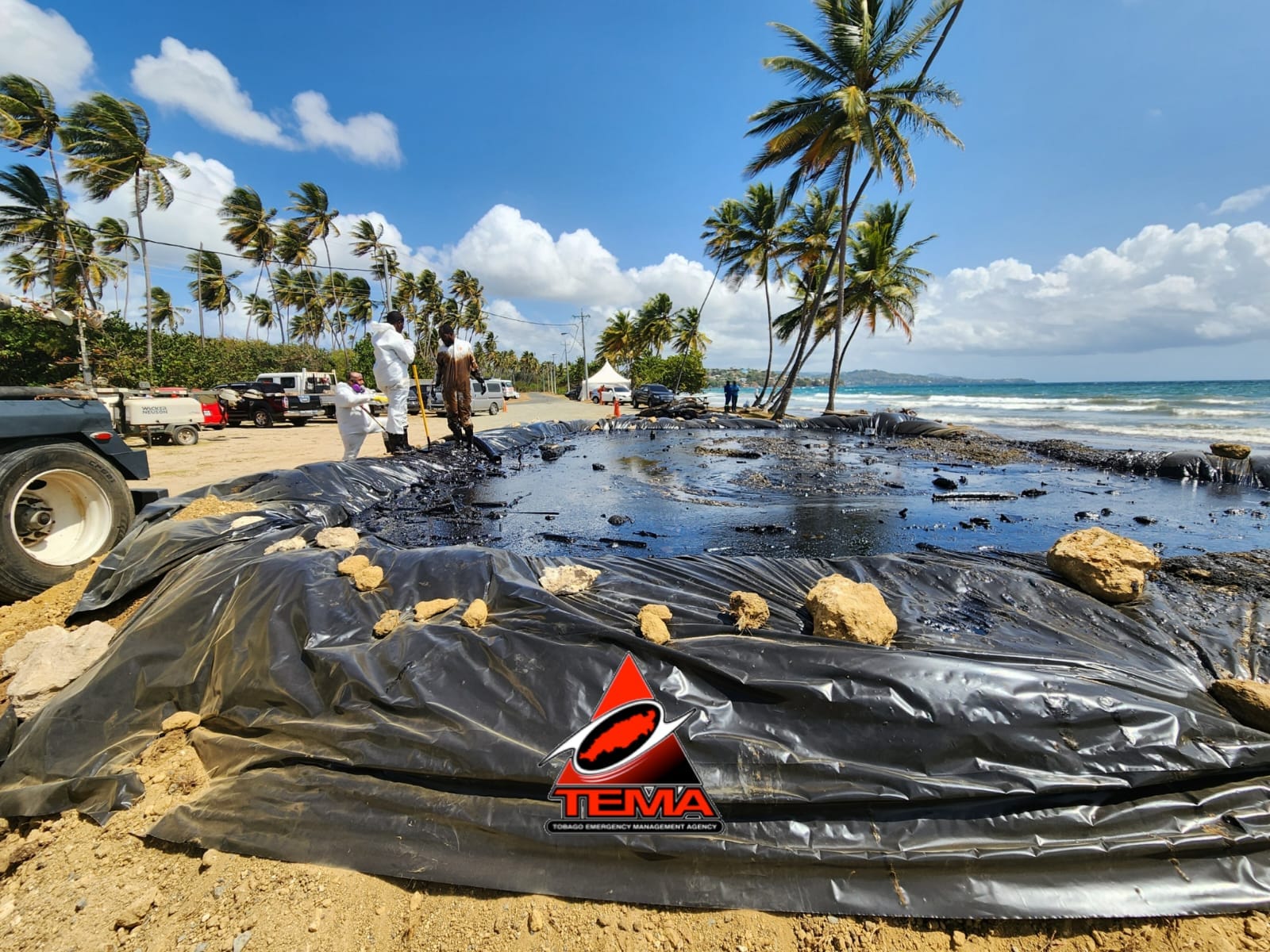 Recovery Exercise Through Team Work  In Tobago Making Progress After  Oil Spill